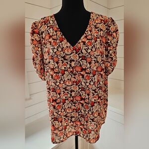 Floral V-Neck Women's Top